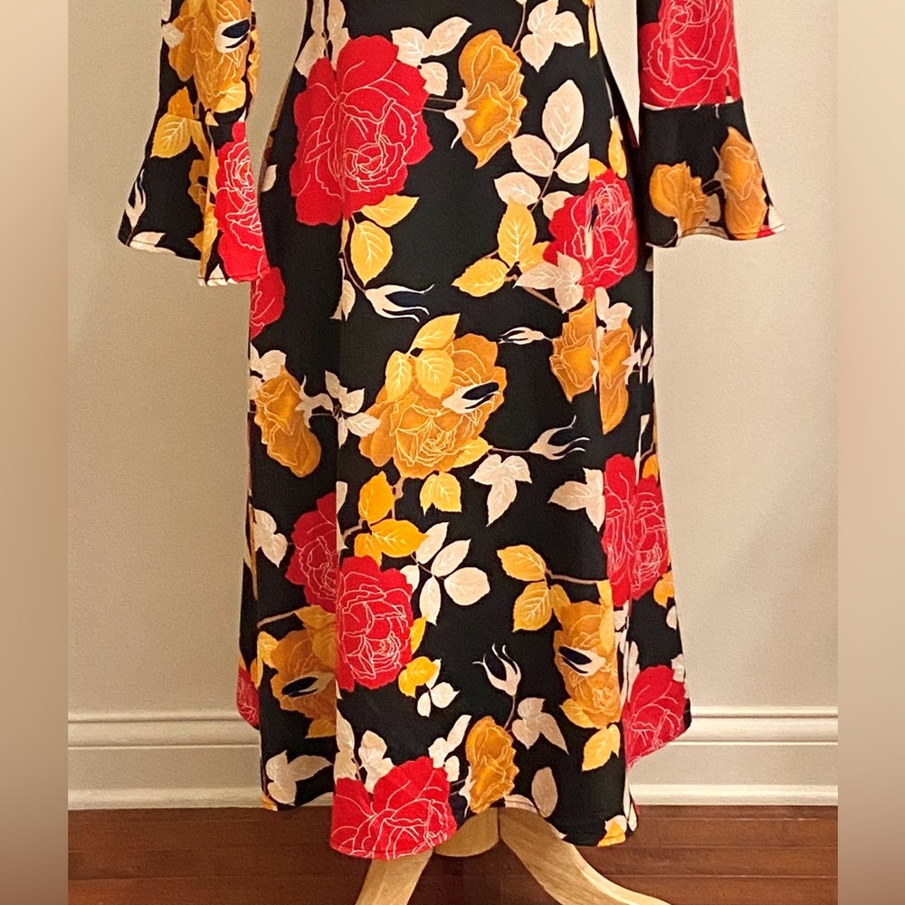 ASOS Black Red Dark Floral SZ 6 Shabby Chic Cottagecore Boho Romantic Fall Dress - Picture 3 of 10